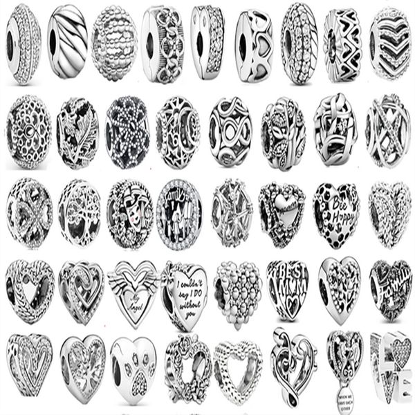 925 Стерлинговое серебро в форме сердца круглые бусины животных подходят для Pandora Charm Bracteled дамы DIY мода ювелирных изделий изготовления праздничных подарков