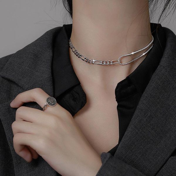 

chokers trendy silver color 925 sterling shiny zircon chain choker necklace for women fine jewelry party wedding gifts, Golden;silver