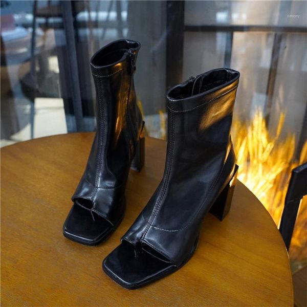 

boots women's autumn boots-women shoes luxury designer zipper round toe clogs platform rubber ankle 2021 fashion ladies high1, Black