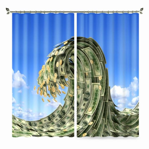 

curtain & drapes babson usd waterfall 3d digital printing shading money po personalized diy creative planet