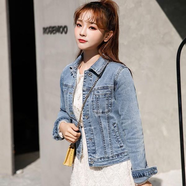 

short long-sleeved denim jacket spring autumn korean casual all-match slim stretch female women's jackets, Black;brown