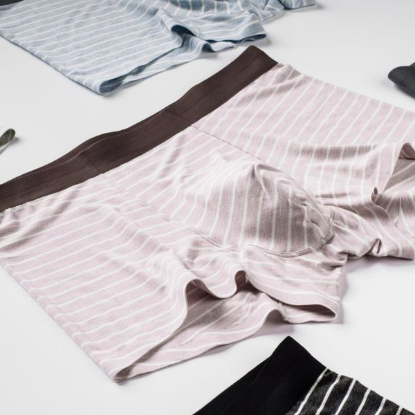 

modal fabric pink 3-piece set of ice silk seamless men is boxer shorts fashion breathable u convex ice silk men is underwear, Black;white