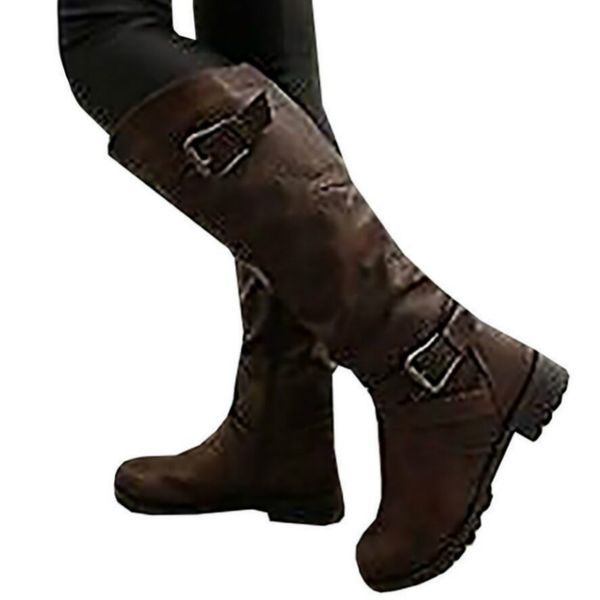 

2021 Winter New Warm Fur Knee High Boots Womens Motorcycle Boots Snow Boots Large Size Side Zipper, Black