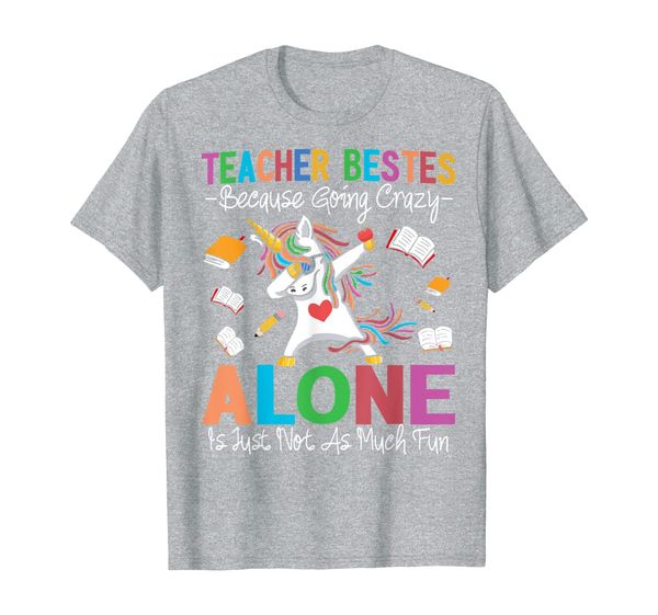 

teacher es because going crazy alone is not fun bell t-shirt, White;black