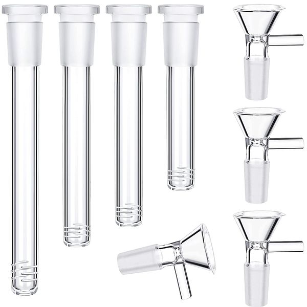 Glasbong-Downstem-Diffusor mit 14-mm-Außenkopf Hochwertige Rohre Down-Stem 19 mm auf 14 mm klares Adapterrohr für das Rauchen von Wasserpfeifen-Bong-Köpfen