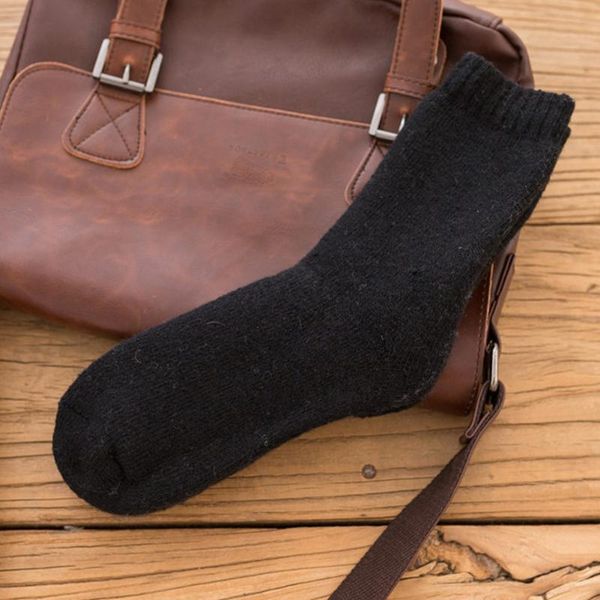 

sports socks 1 pair men non slip wear resistant home skating absorb sweat outdoor breathable winter sport middle tube skiing warm solid, Black