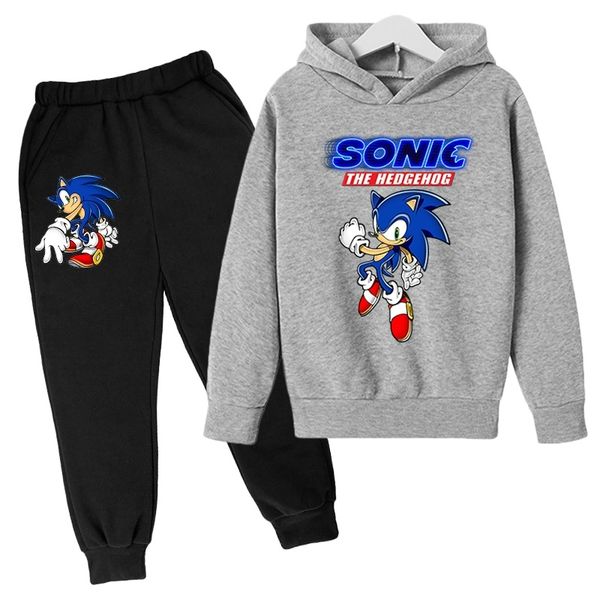 

autumn3-12age baby boy clothes cotton sonic print suits kids spring autumn hoodie children clothes girl two-piece suit