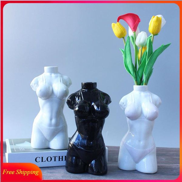 

vases body design female art sculpture creative dressing style vase decoration nordic personality