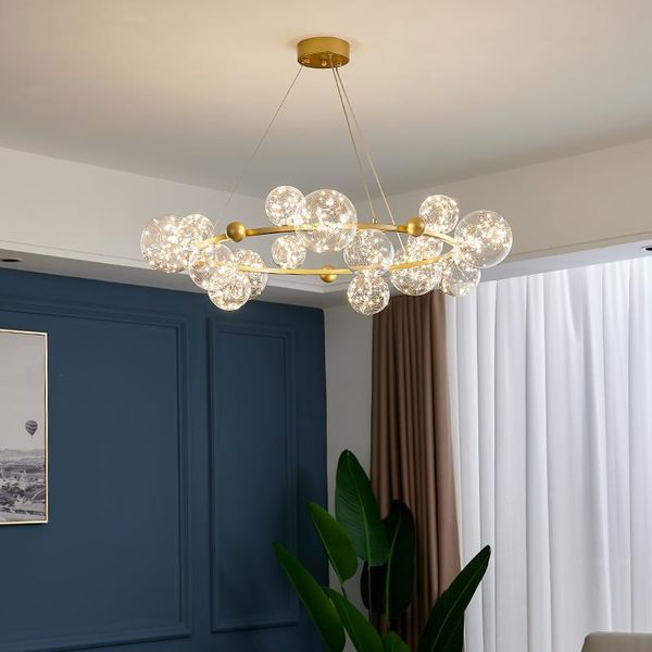 

pendant lamps nordic designer living room led hanging lights modern creative american chandelier glass ball restaurant bar iron lamp