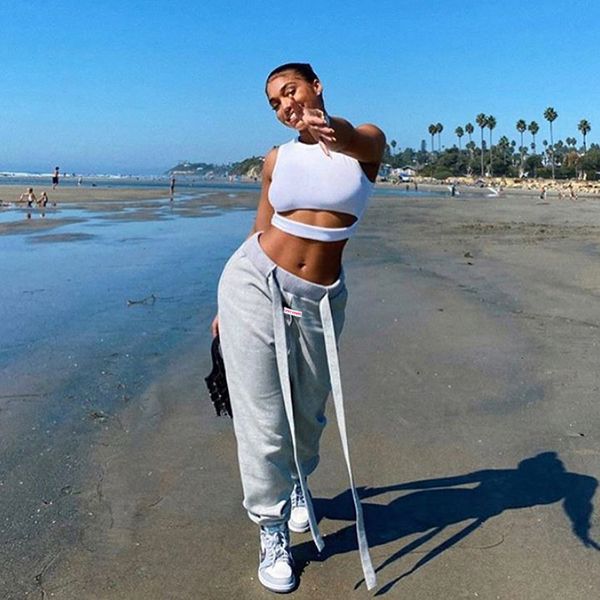 

women's pants & capris wide belt and waist pants 21455p women's, sports for spring autumn q6lc, Black;white