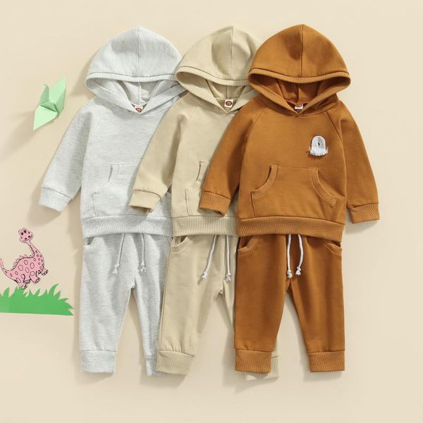 

clothing sets autumn 2pcs baby boys girls hoodies sweaters pants kids big pocket elastic waist drawstring outfits 0-3y, White