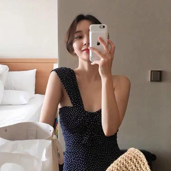 

one-piece suits korean style one piece swimwear women dot push up swimsuit bathing suit monokini beachwear 2021