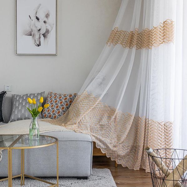 

curtain & drapes american-style country embroidered decorative mesh curtains window tulle living room lace fabric translucent screen