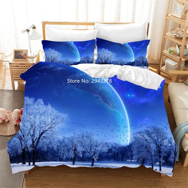 

bedding sets home textile beautiful planet starry sky pattern fashion duvet quilt cover pillowcase children bedroom decoration