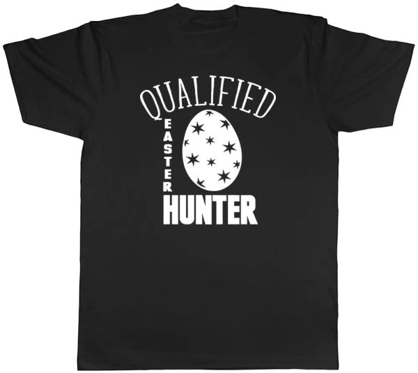 

qualified easter egg hunter mens womens ladies t-shirt, White;black