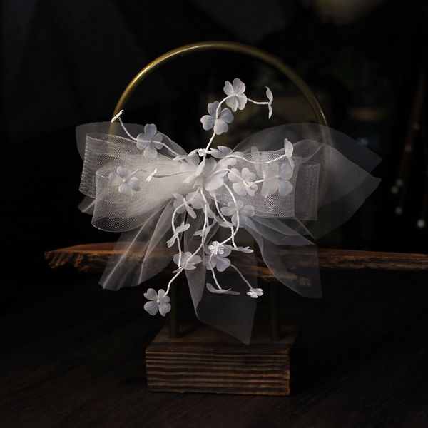 

v665 exquisite short marriage bride veil tulle netting bow hemp rope flower-art cut edge white wedding party bridal headpiece, Black