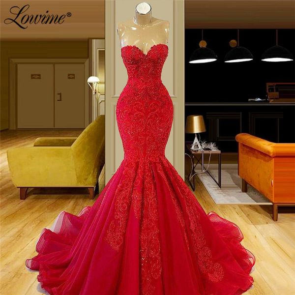 

lowime red applique beaded long evening dresses dubai mermaid gowns celebrity formal dress party plus size arabic, White;black