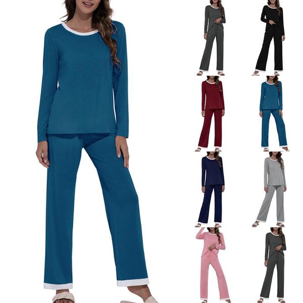 

women's two piece pants womens blue pajamas sets sweet long sleeve tie dye tracksuit cropped hooded elastic set waist homewear vintage, White