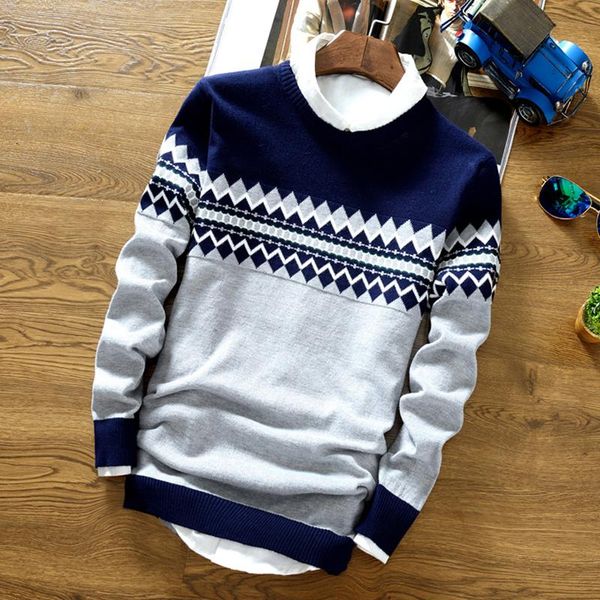 

men's sweaters men sweater 2021 autumn long sleeve pullovers outwear fashion check print round neck slim fit knitwear top, White;black