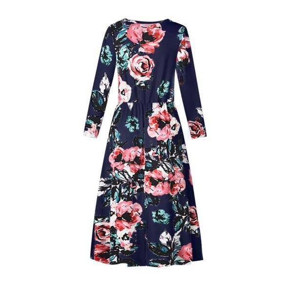 

casual dresses fashion family matching clothes autumn mum and daughter long sleeve printed mother kids flower clothing *, Black;gray