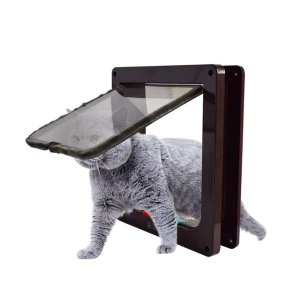 

ways lockable dog cat door security flap gate pet supplies animal cage controls access to the carriers,crates & houses