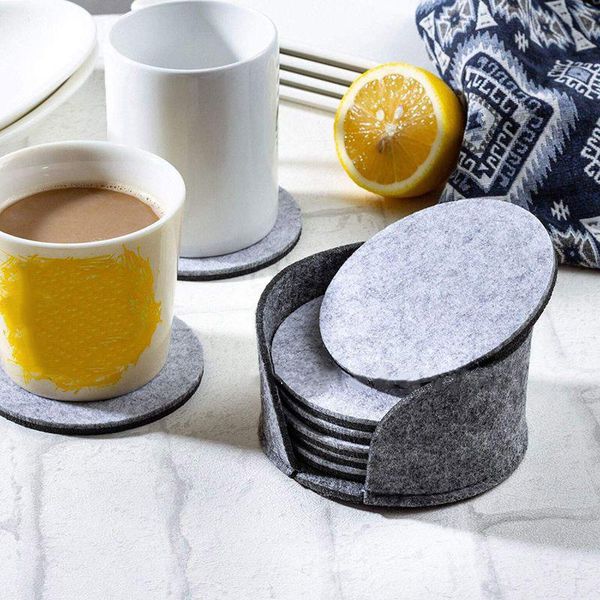 

mats & pads 8pcs round felt insulation pad water absorption glass cups table bowl mat nonslip heat protection tea coffee cup