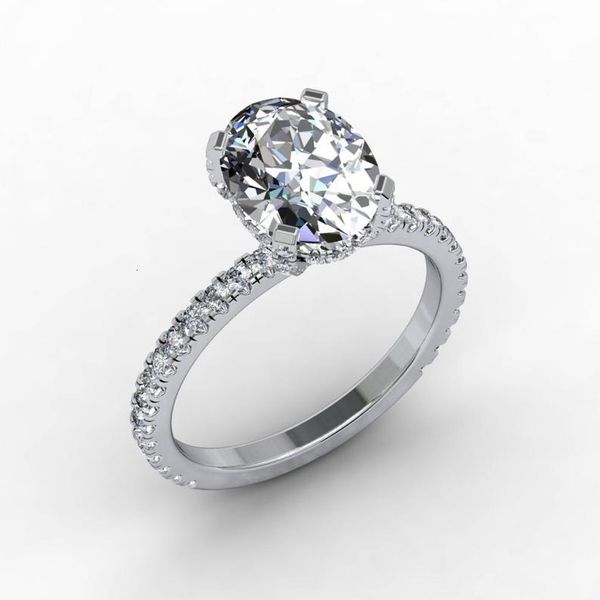 

weixu jewelry ring large oval platinum plated zircon, Silver