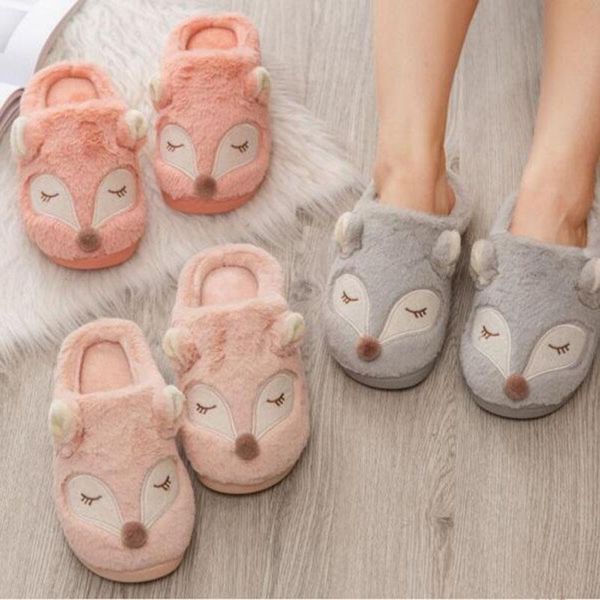 

slippers women indoor casual cartoon printed shoes design furffy plush cotton winter keep warm non-slip, Black