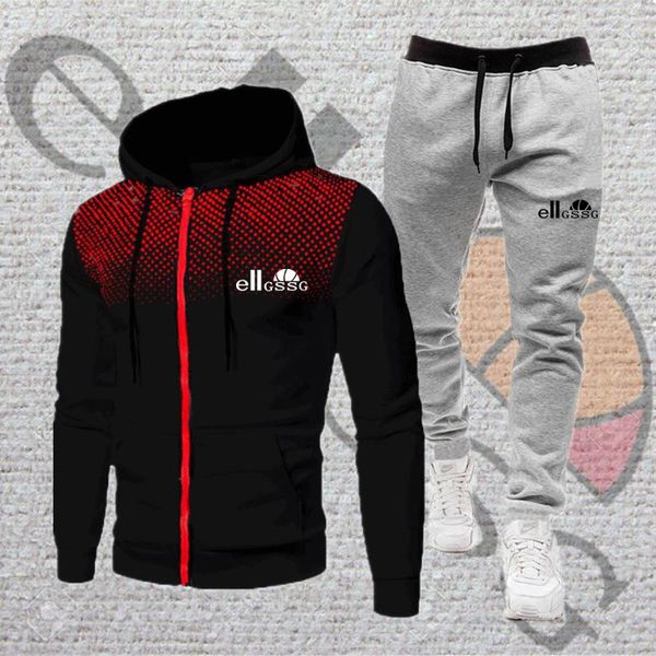

men's tracksuits fashion hoodie printed sportswear suit sports shirt + spring and autumn polar fleece, Gray