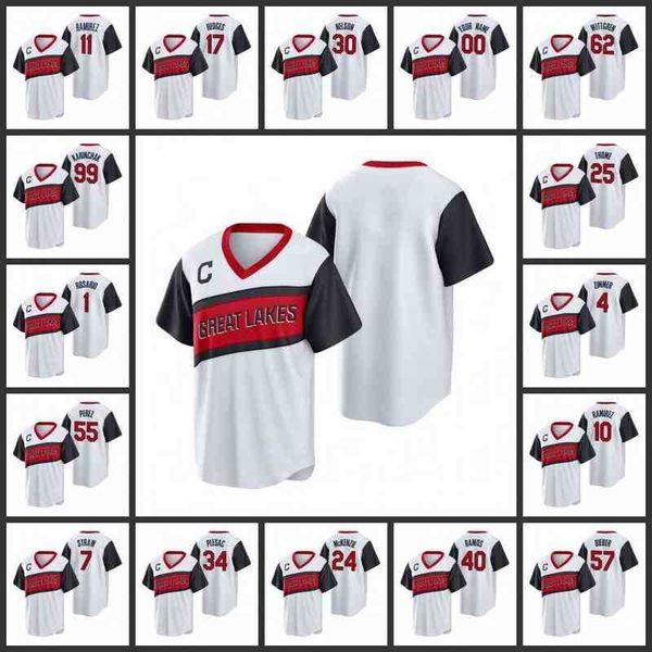 

Cleveland's Indians Men Women Youth #99 James Karinchak 30 Kyle Nelson Cesita 11 Jose Ramirez Custom White Little League Classic Home Jersey