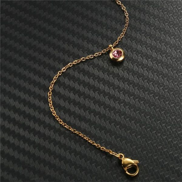 

link, chain 316l stainless steel simple rhinestone pendant necklace short titanium single zircon no fade, Black