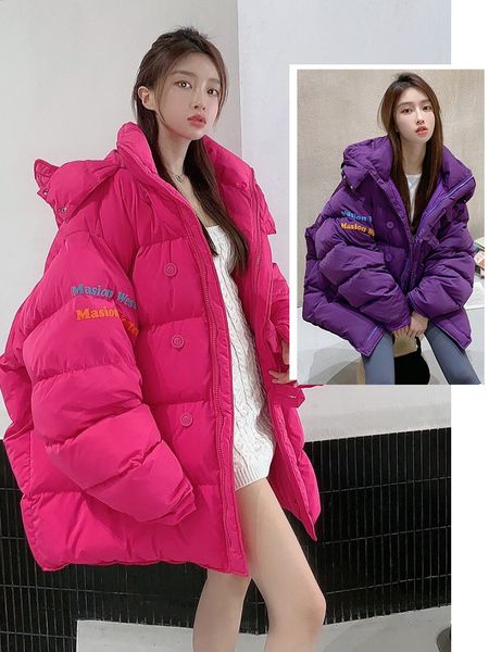 

white duck tang yan's same korean dongdamen super fire hooded women's loose and versatile down jacket, Black