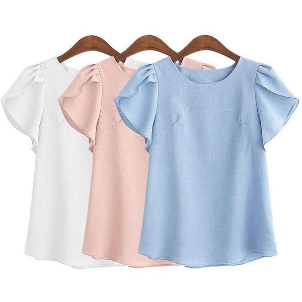 

women's blouses & shirts 2021 summer fashion butterfly sleeves women blouse casual elegant shirt plus size - 5xl female clothing blus, White