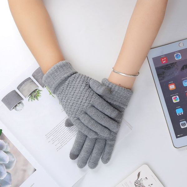 

colorful lovers winter warm touch screen knitting gloves for students, Blue;gray