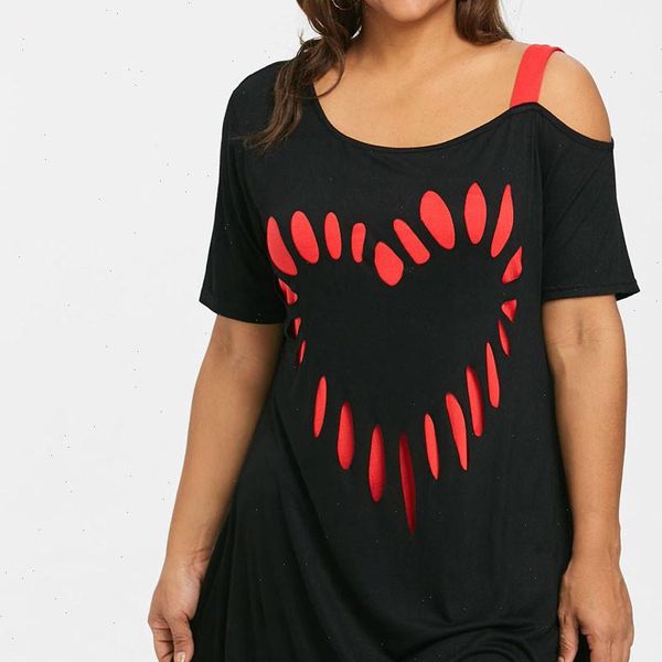 

heart love printing womens blouses short sleeve casual skew collar loose lady large size, White