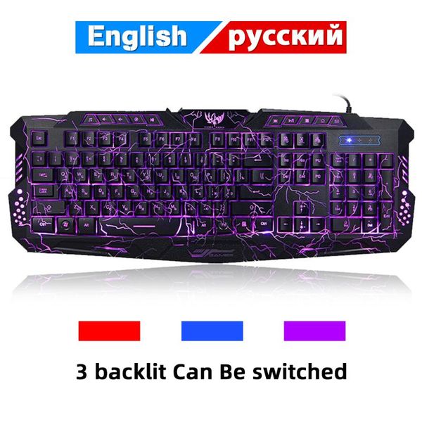 

gaming keyboard purple/blue/red led breathing backlight usb wired full key mouse combos professional gamer keyboards