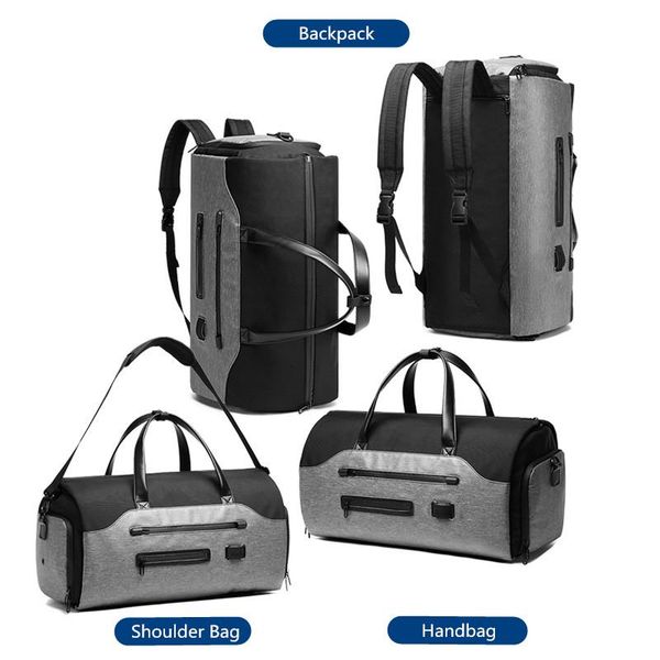 

backpack men's schoolbag, multifunctional travel bag, shoes, bag.