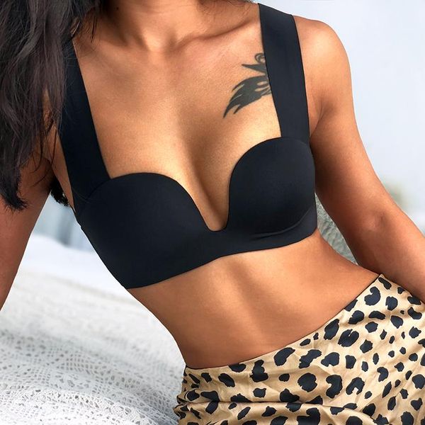 

bras bra with push up gathered seamless thin women for small breast ladies one piece lingerie underwear, Red;black