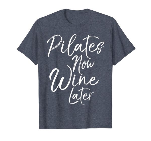 

pilates now wine later shirt for women cute alcohol yoga tee, White;black