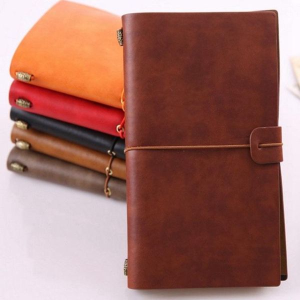 

notepads japan and south korea creative notebook long strip retro traveler notepad faux leather brown handbook diarypu, Purple;pink