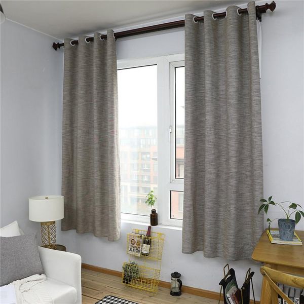 

modern style pure color curtain window treatments light brown simple cotton linen curtains drapes living room home decor &