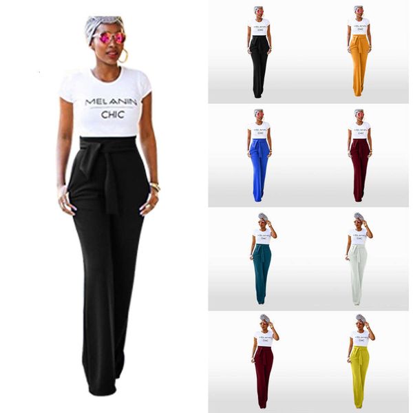 

d8021 fashionable leisure horn wide leg trousers with six colors, Black;white