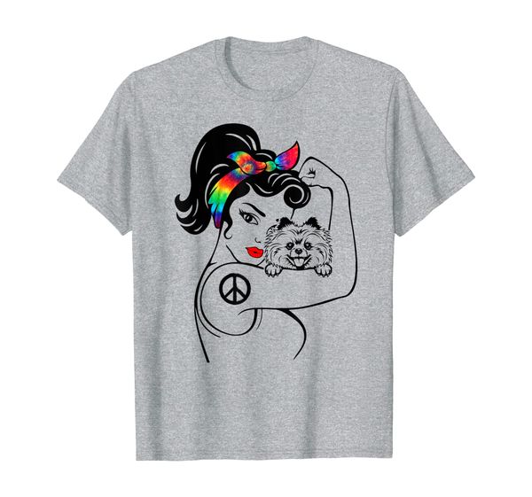

cute pomeranian mom hippie dog lover shirt gift peace women t-shirt, White;black