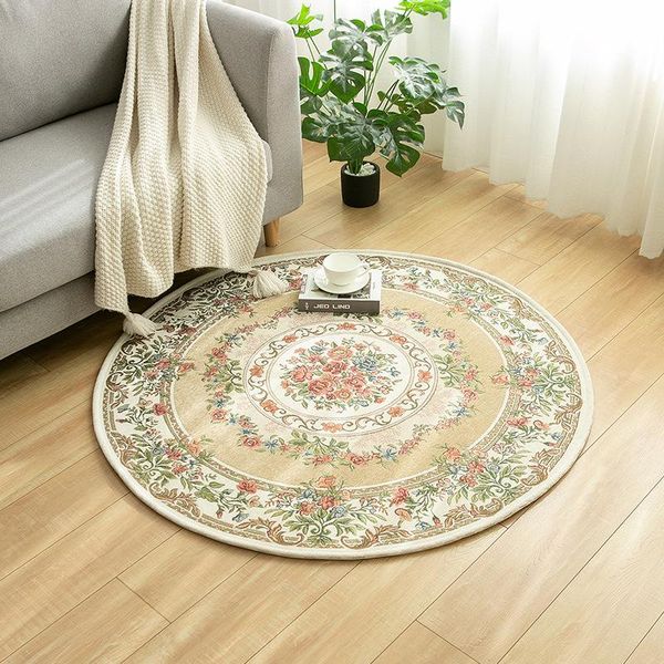 

carpets pastoral style round rug floral doormat sofa floor european for living room bedroom decor kids play mat