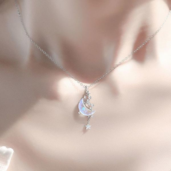 

pendant necklaces moon chain necklace korea splash creative for women fashion jewelry gifts clavicle sweet, Silver