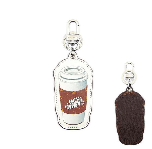 

fashion couples key wallet keychain coffee cup pendant all-match men and women car key chain classic letter bag pendants girlfriend gift wit, Red;blue