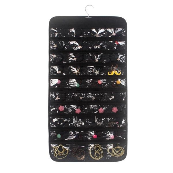 

storage bags 80 grids jewelry pocket organizers convenient pouch bag two-sided holder earrings hanging