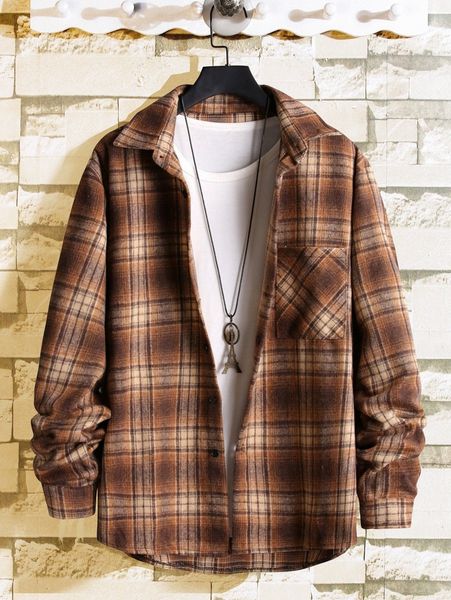 

men plaid print overcoat without tee z3yo#, Black;brown