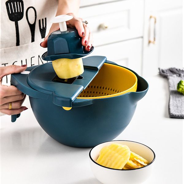 Mandoline 9 em 1 multifuncional cortador de fatiadores vegetais cenoura cebola ralador de batata peeler com filtro acessórios de cozinha 210326