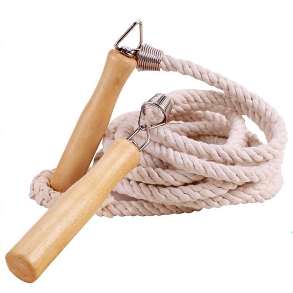 

jump ropes rope cotton and linen 3m adjustable skipping wooden handle kids students safe daily sports wrokout